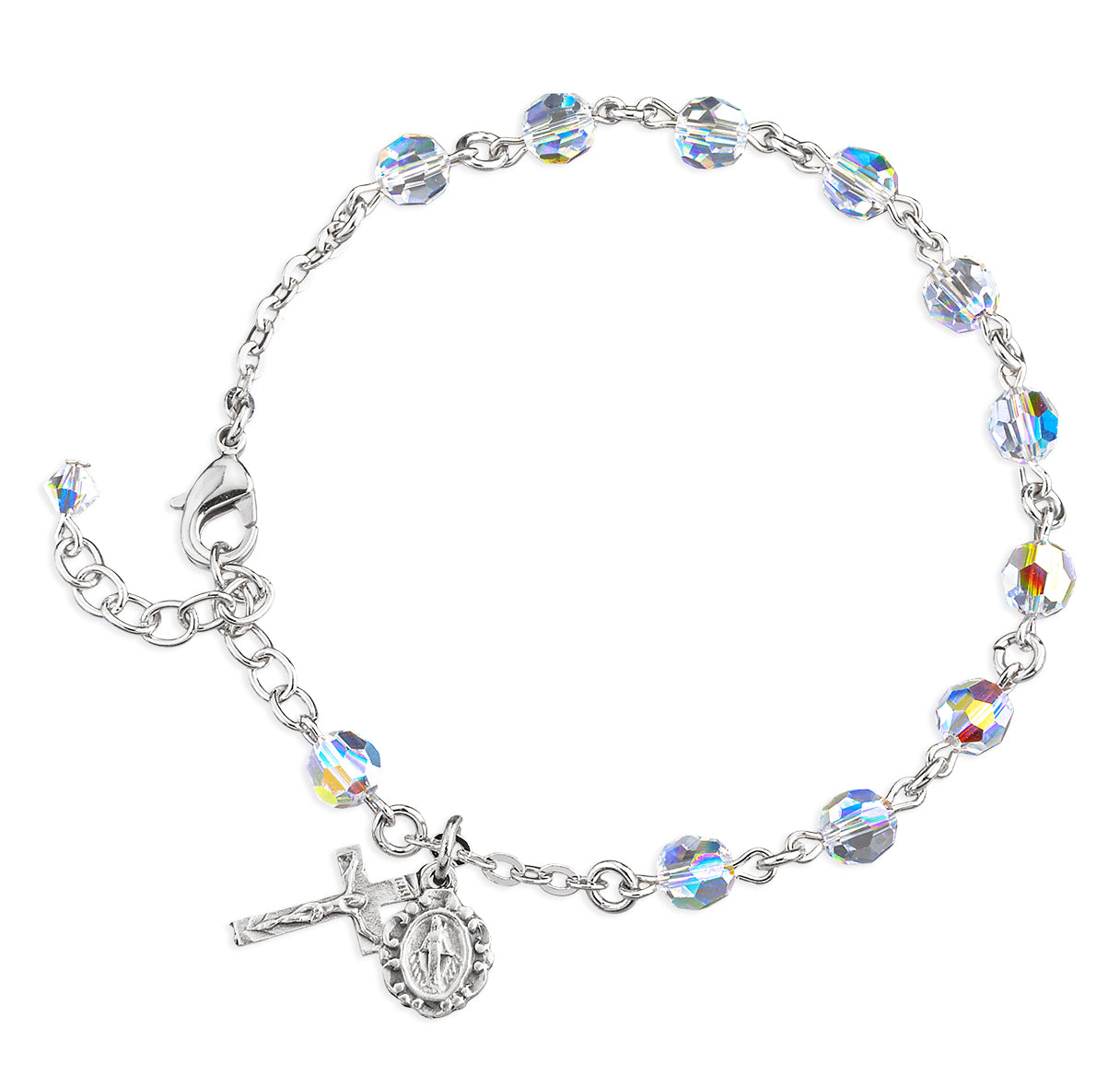 Round Crystal Rosary Bracelet Created with 6mm Crystals by Swarovski® Austrian Aurora Crystal Beads by HMH