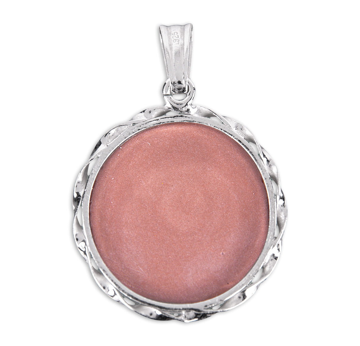 Pink Sterling Silver Sacred Heart Cameo Medal