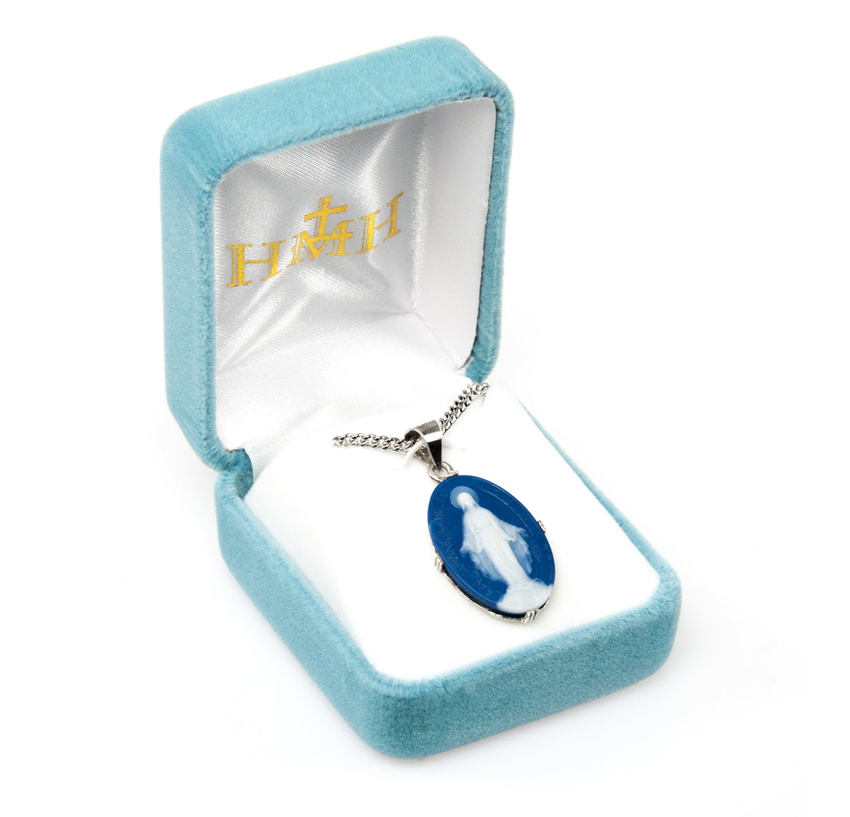 Genuine Cameo Oval Miraculous Blue 24" Ch-Bxd