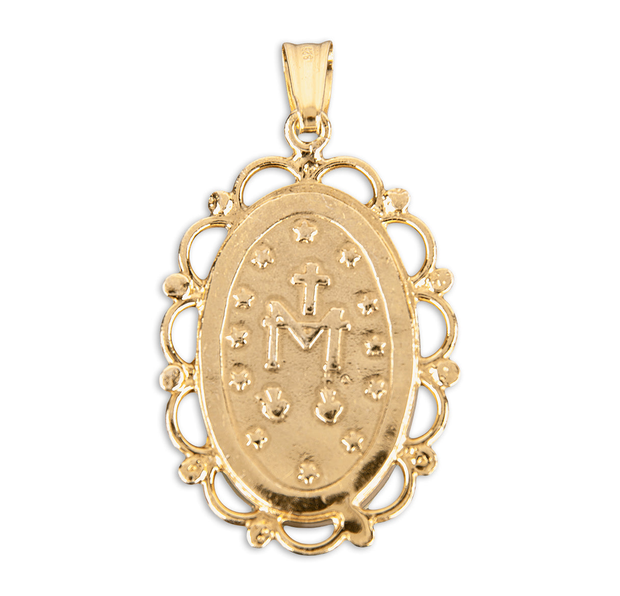 Dark Blue Gold Over Sterling Silver Cameo Miraculous Medal