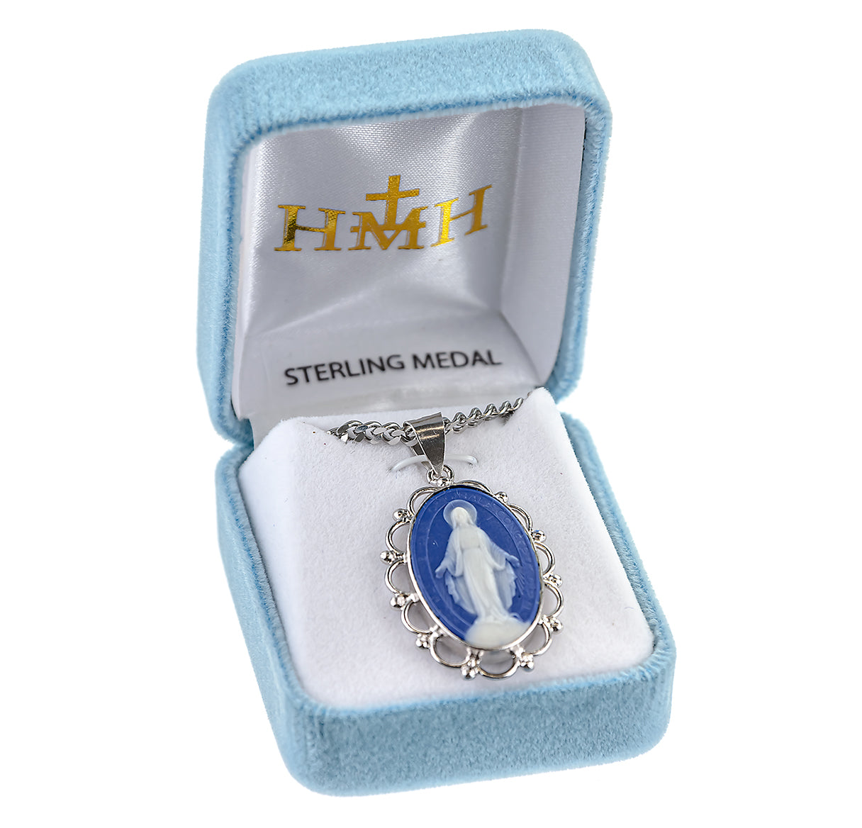 Sterling Silver Genuine Cam Mir Fancy Edge Oval 18" Ch-Bxd
