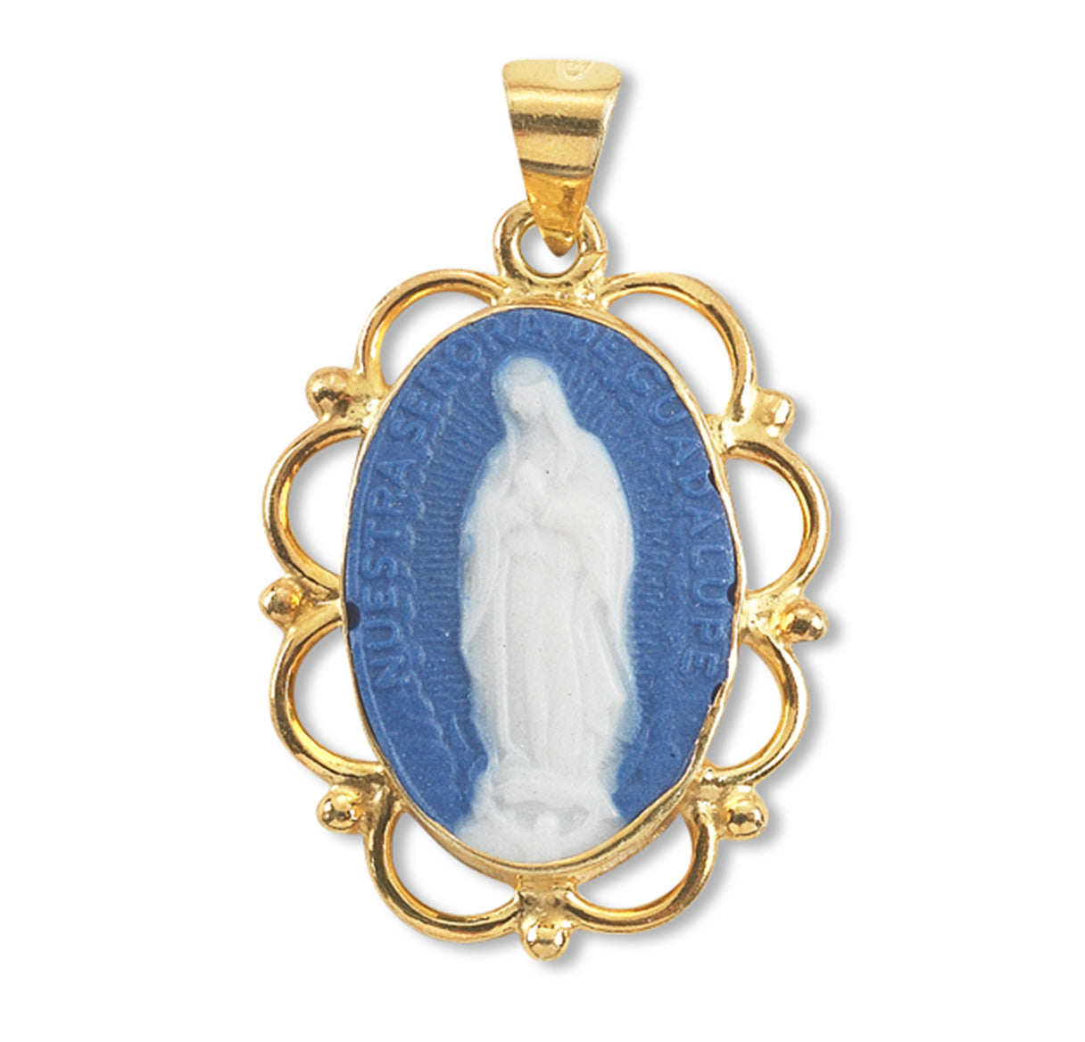 Gold Over Sterling Genuine Cameo OL of Guadalupe 20" Ch-Bxd
