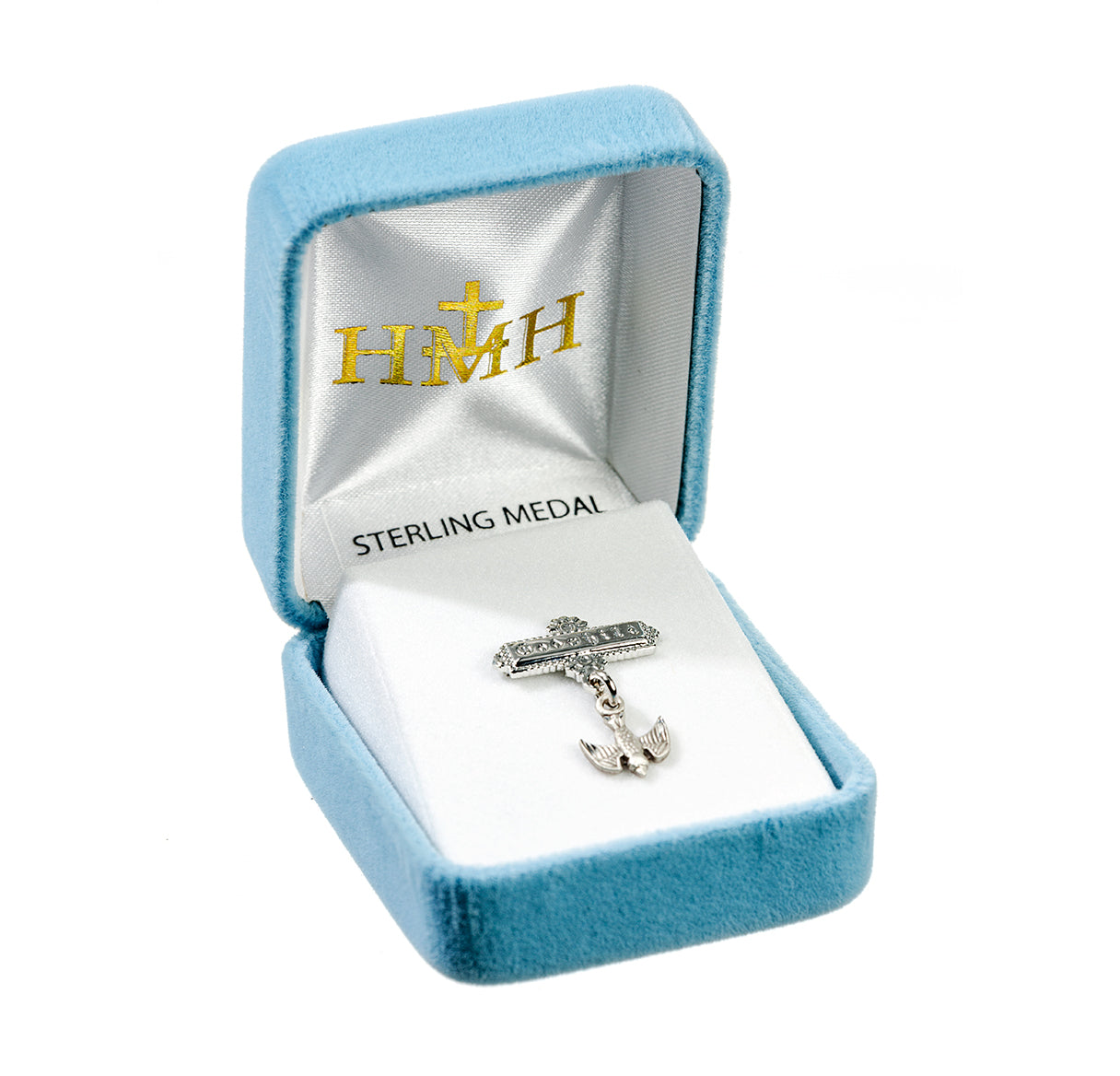 Sterling Silver Small Holy Spirt W/ Godchild Bar Pin-Bxd