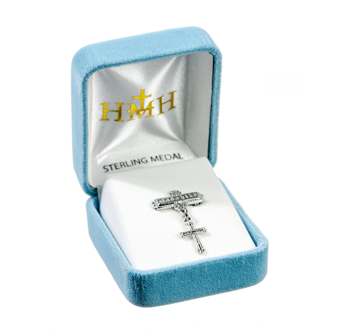 Sterling Silver Small Cross W/ Godchild  Pin-Bxd