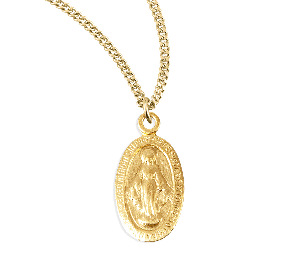 Gold Over Sterling Silver Oval Miraculous Medal