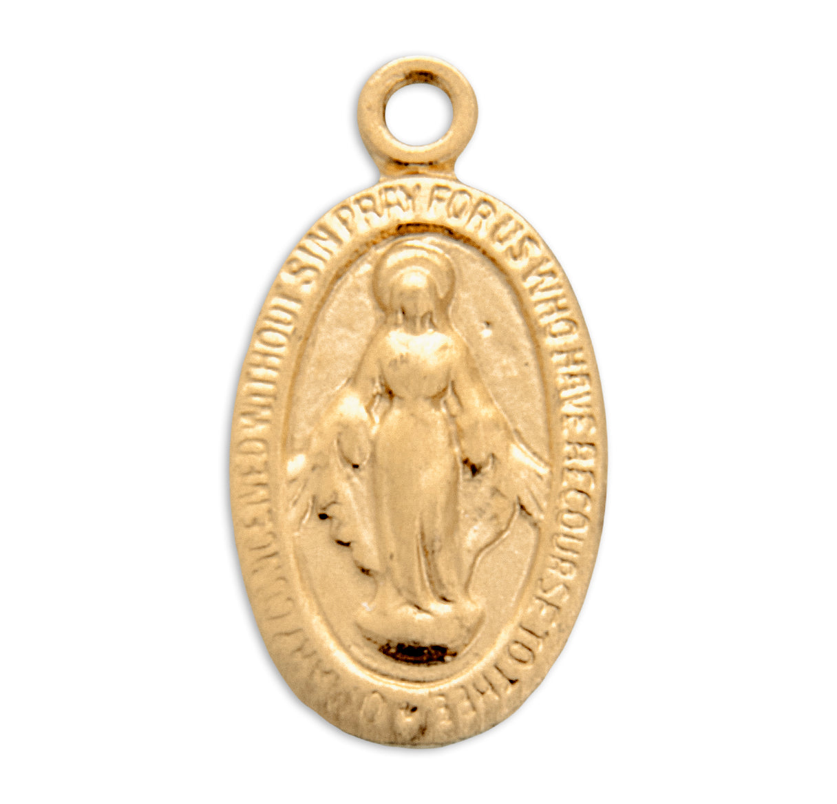 Gold Over Sterling Silver Small Miraculous Medal -18"