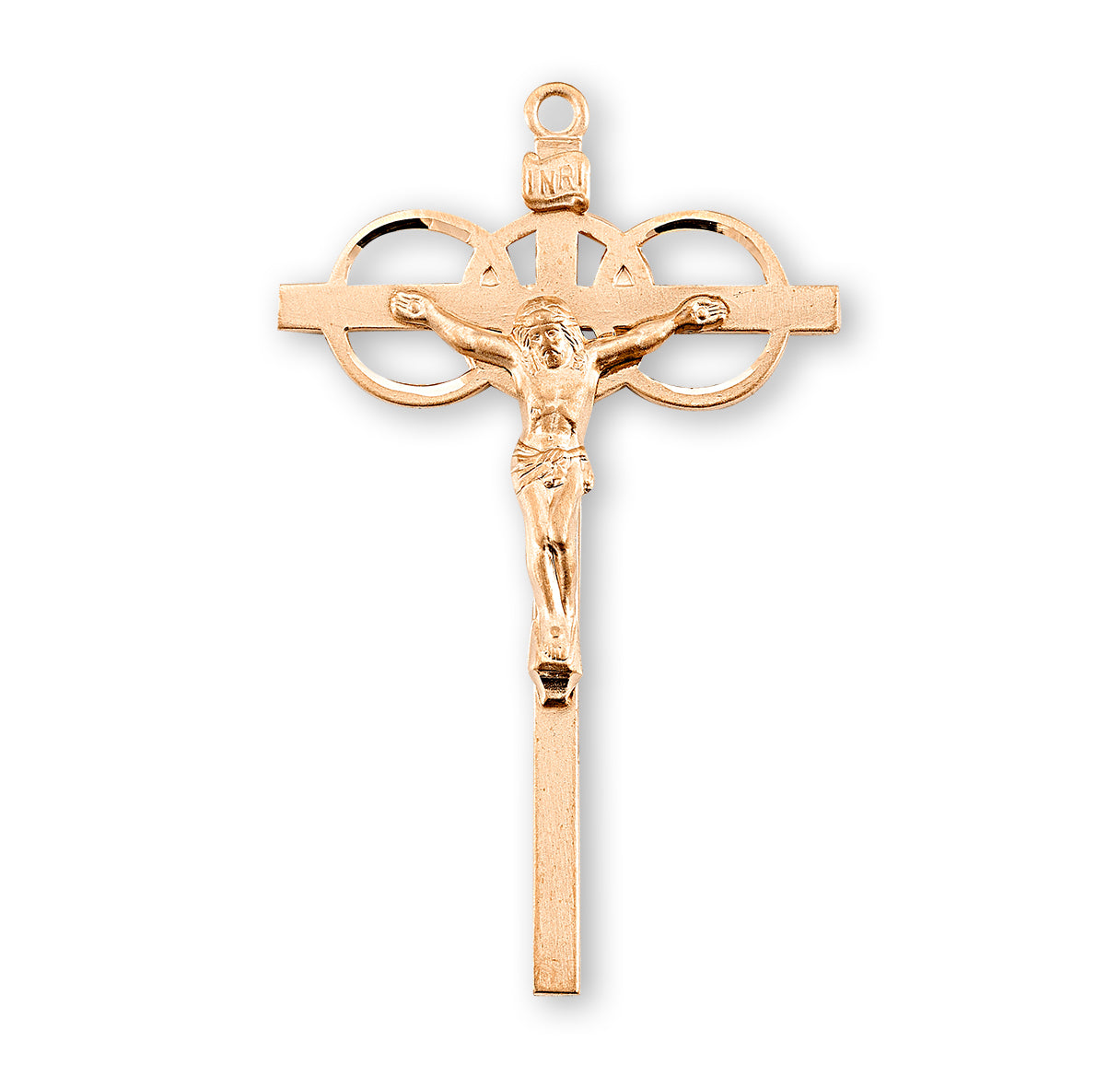 Three Ring Gold Over Sterling Silver Wedding Crucifix