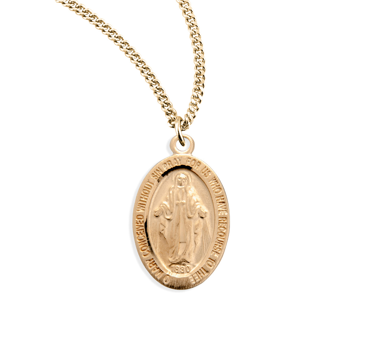 Gold Over Sterling Silver Oval Miraculous Medal — HMH Religious