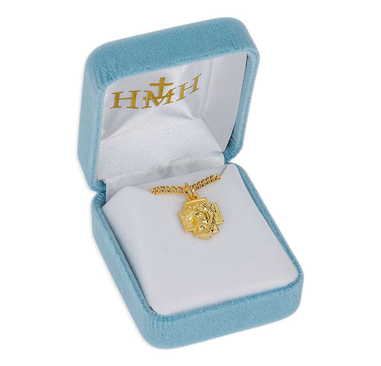 16kt Gold Over Sterling Silver Christ Head 18"(Thin)-Ch-Bxd