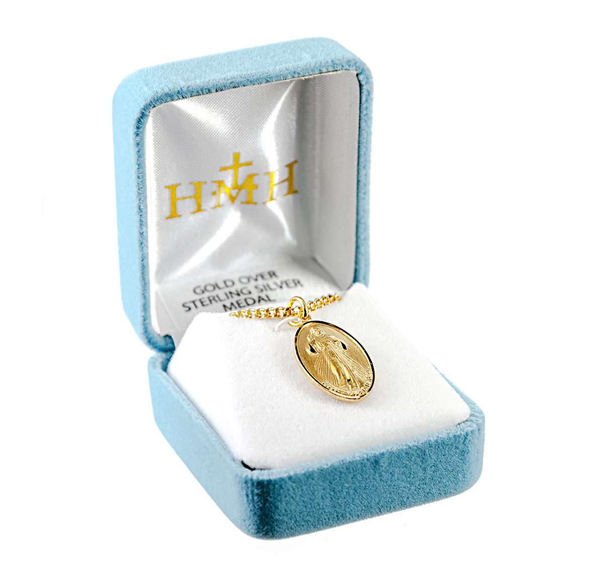 Gold Over Sterling Silver Divine Mercy Medal
