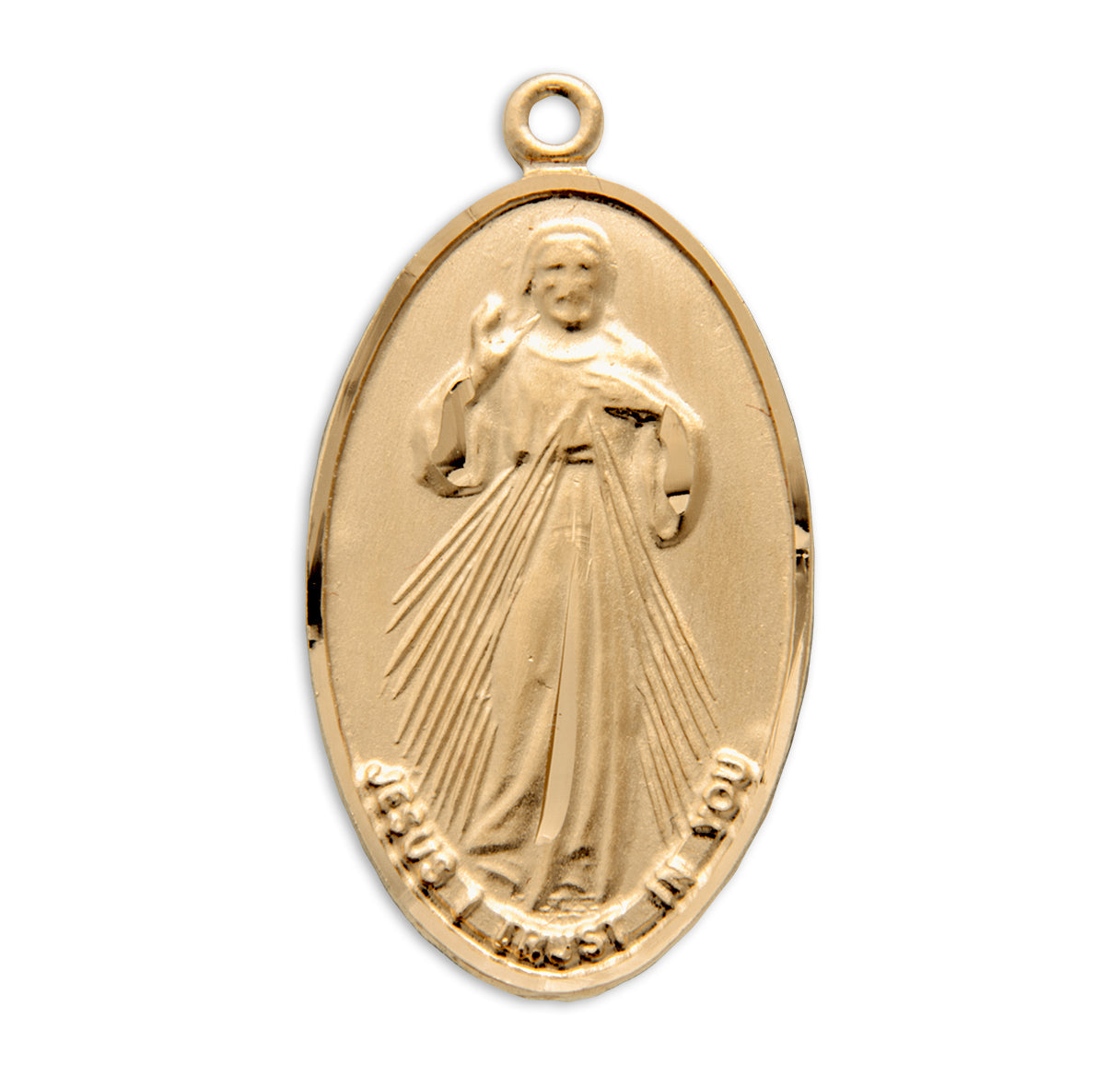 Gold Over Sterling Silver Divine Mercy Medal
