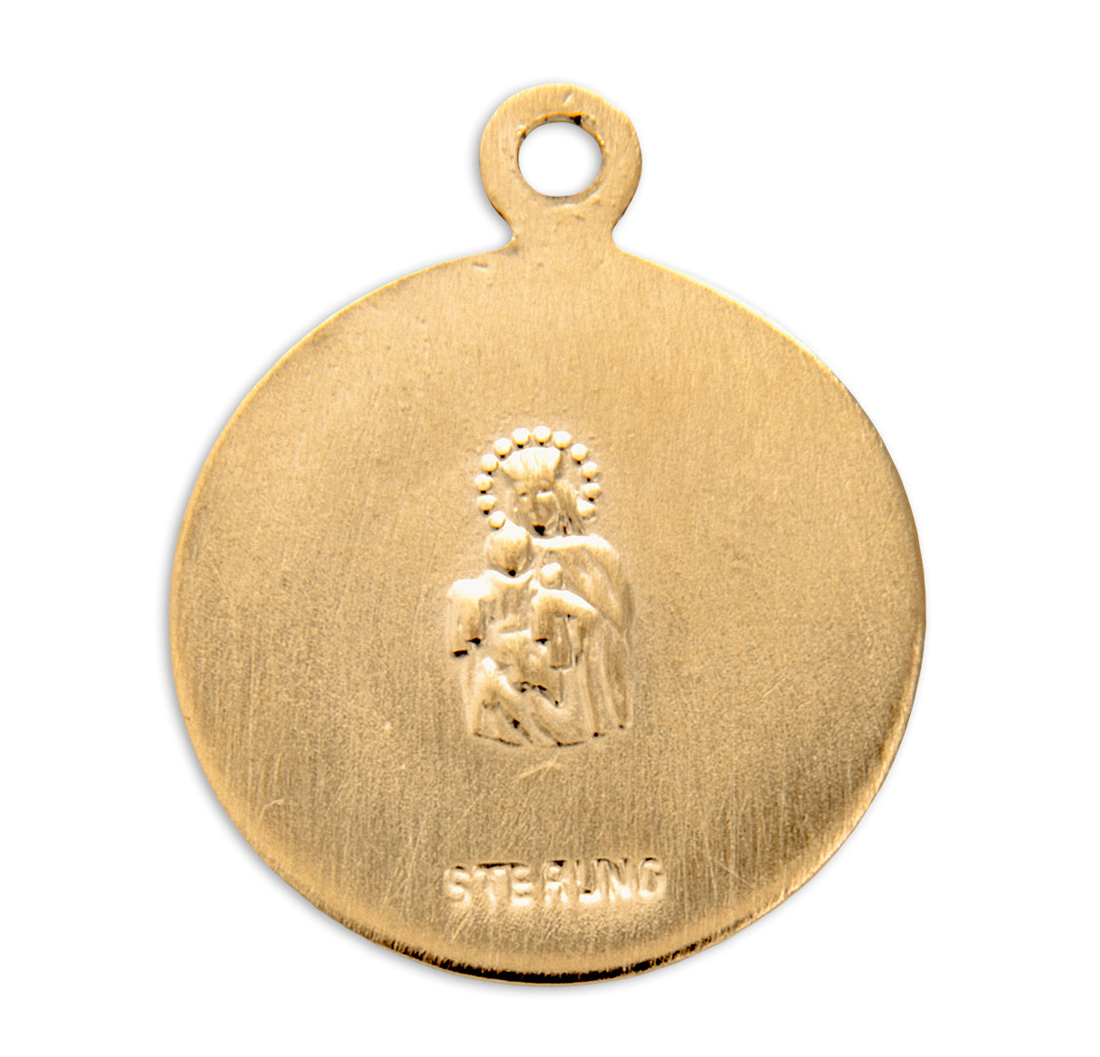 Sacred Heart of Jesus Double Sided Round Gold Over Sterling Silver Scapular Medal