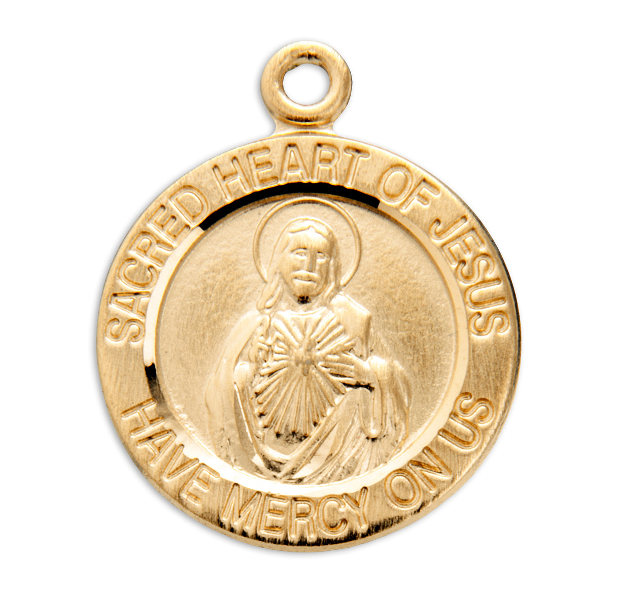Sacred Heart of Jesus Double Sided Round Gold Over Sterling Silver Scapular Medal