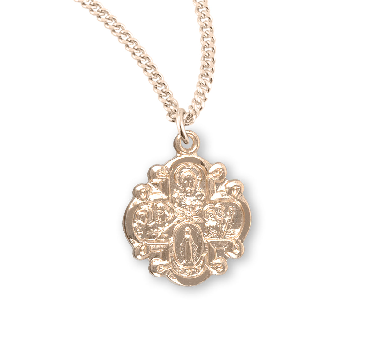 16kt Gold Over Sterling Silver Small 4-Way w/ 20" Ch-Bxd
