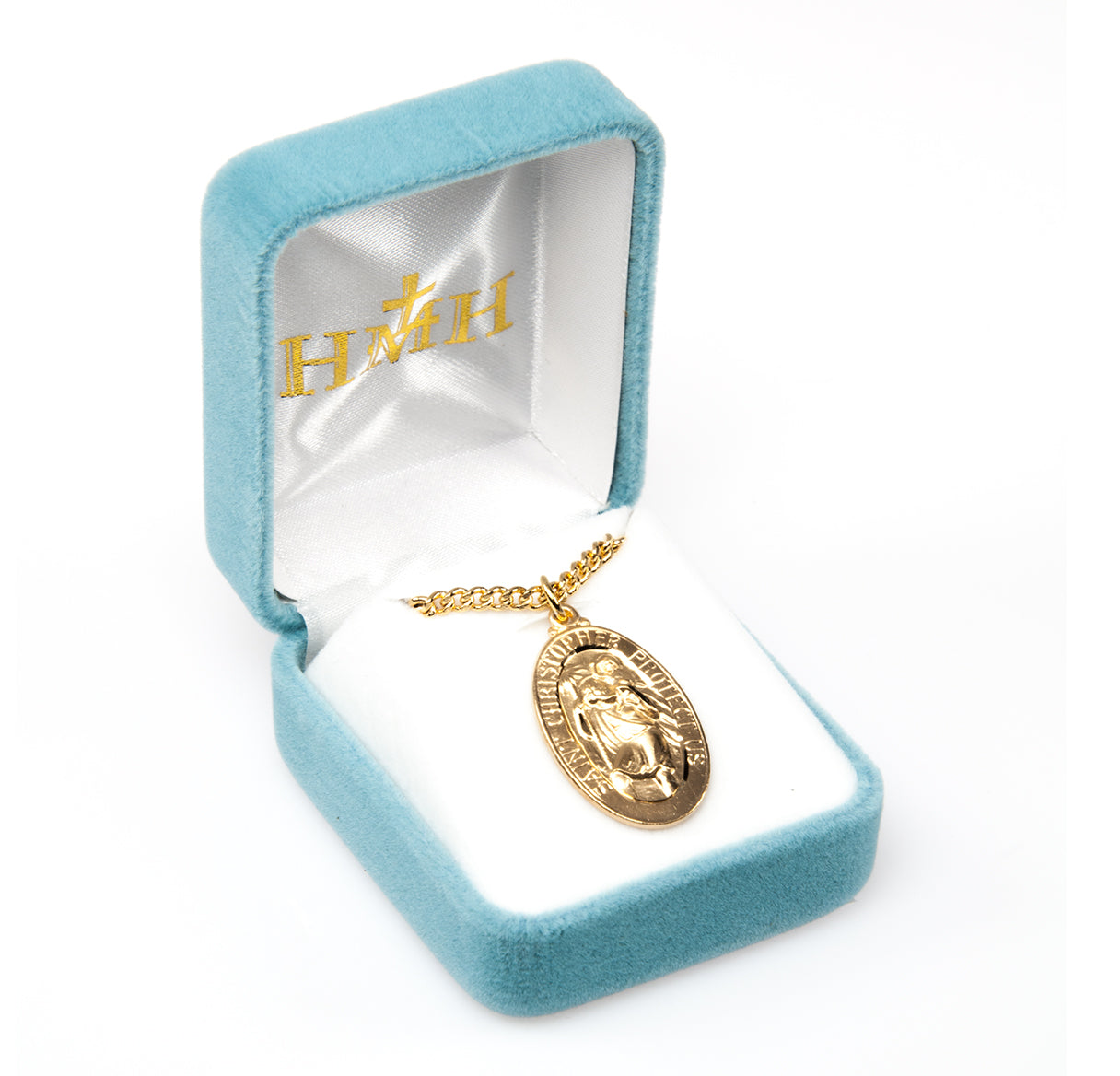 Saint Christopher Oval Gold Over Sterling Silver Medal