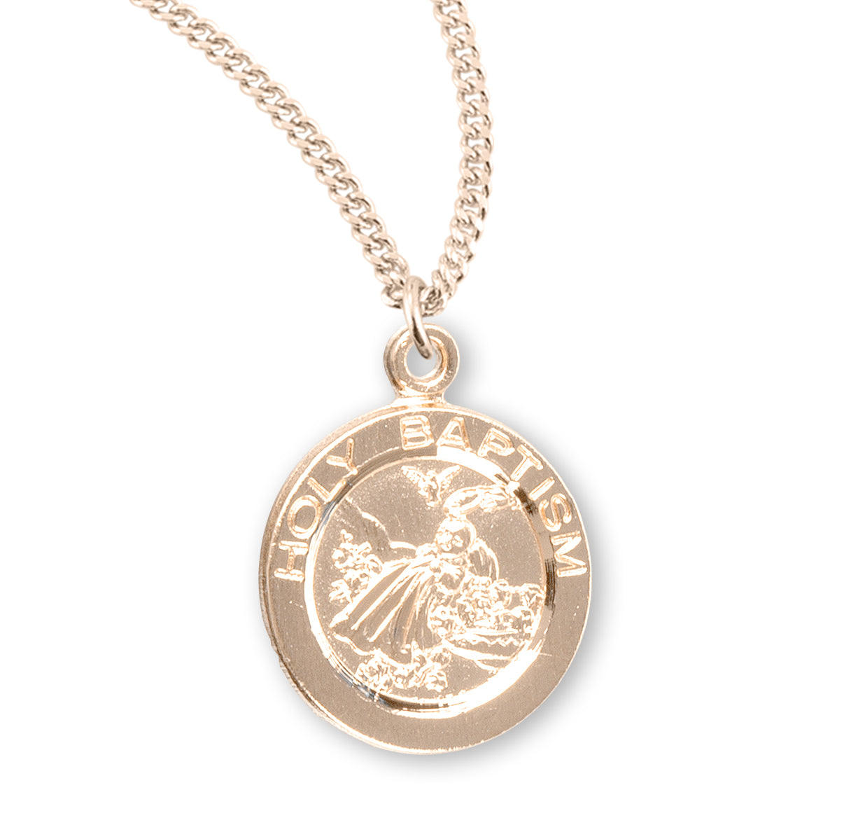 16kt Gold Over Sterling Silver Med Baptism 16" Ch-Bxd