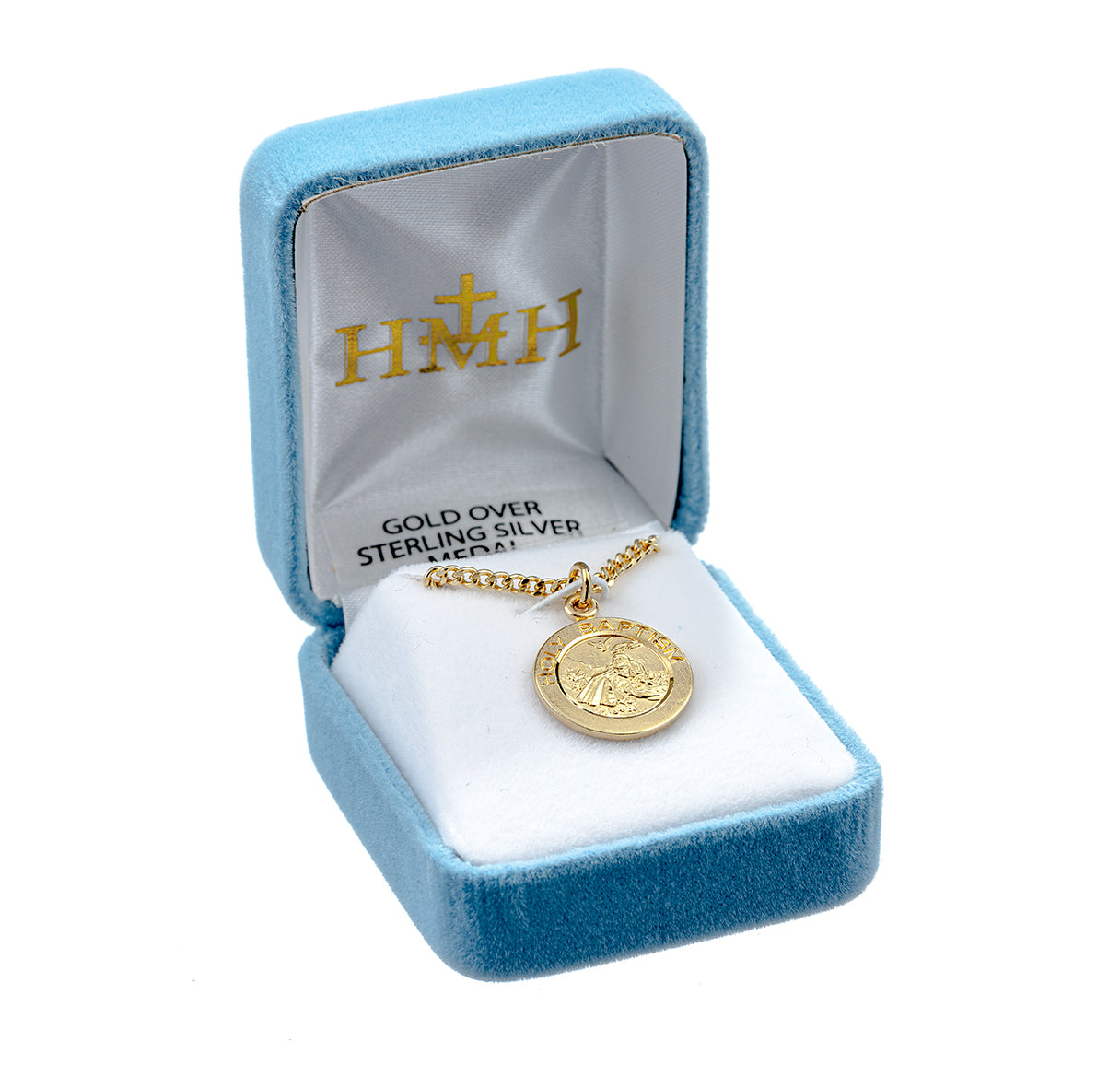 16kt Gold Over Sterling Silver Med Baptism 16" Ch-Bxd