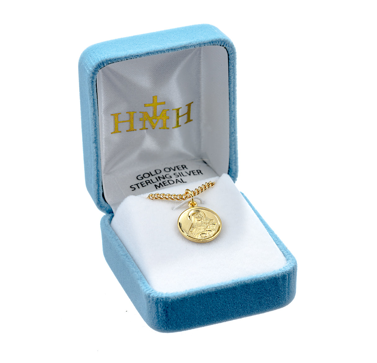 Gold Over Sterling Silver Saint THerese The Little Flower Medal
