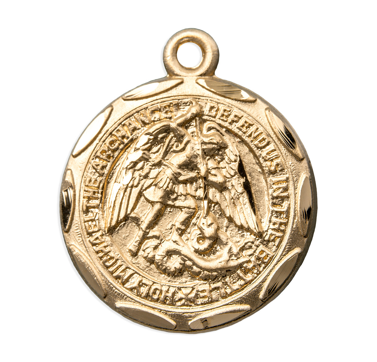 Gold Sterling Silver Sm 0.8" Holy Michael Archangel Medal 18" Ch-Bxd