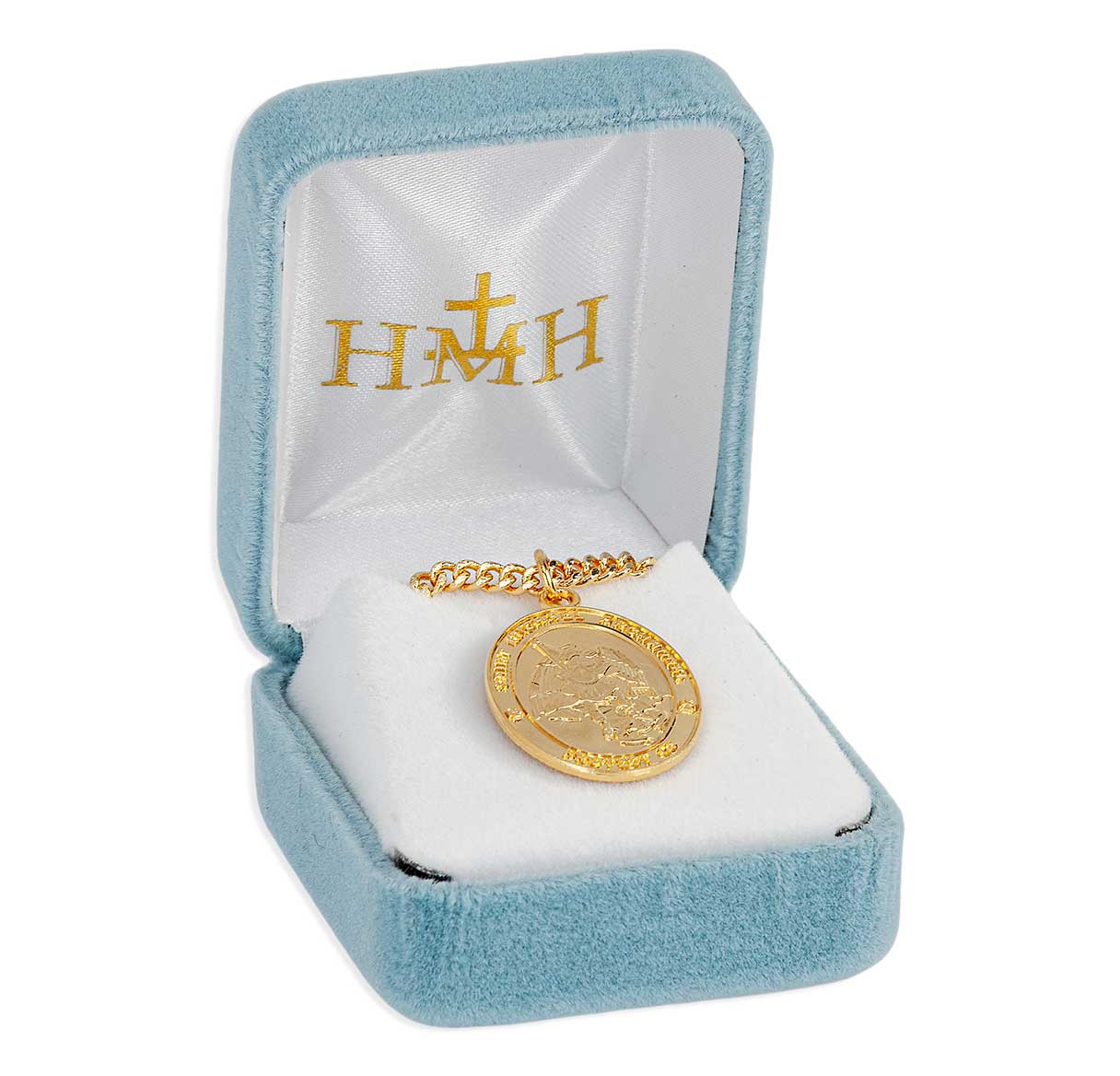 Gold Over Sterling Silver St. Michael Achangel Oval Medal 1-1/8"-24"