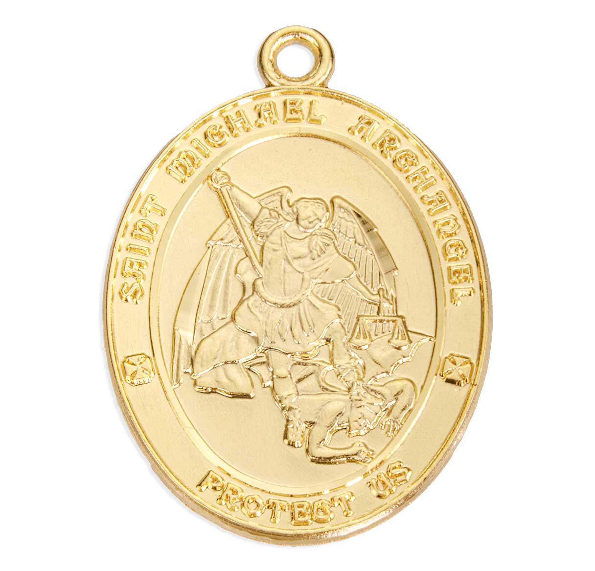 Gold Over Sterling Silver St. Michael Achangel Oval Medal 1-1/8"-24"