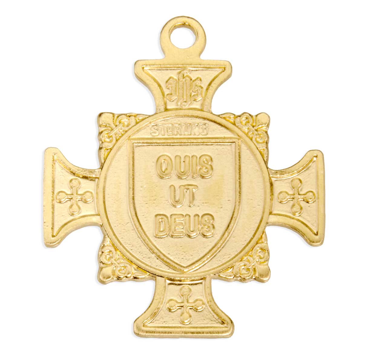Gold Over Sterling Silver Saint Michael Maltese Cross