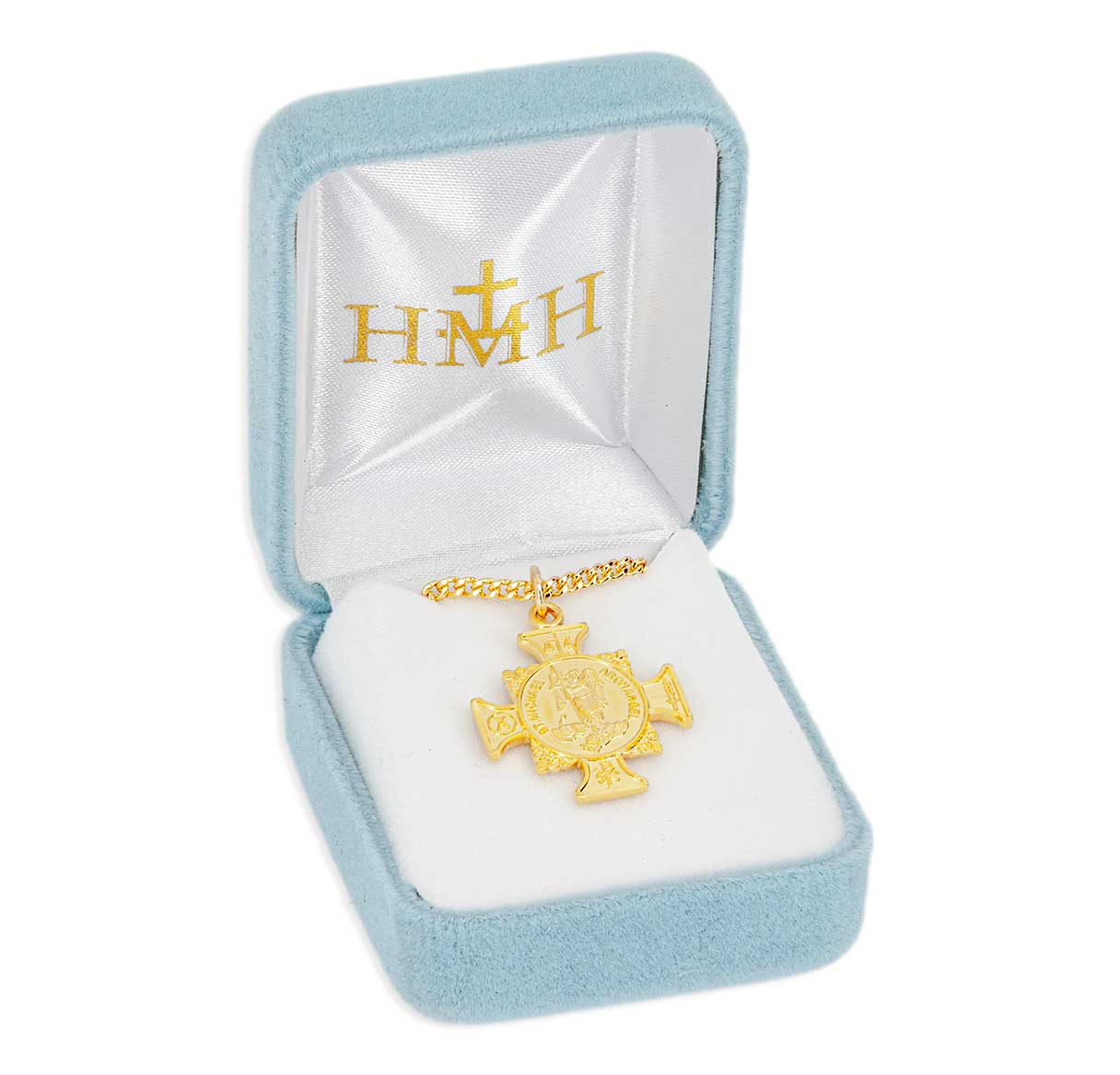 Gold Over Sterling Silver Saint Michael Maltese Cross
