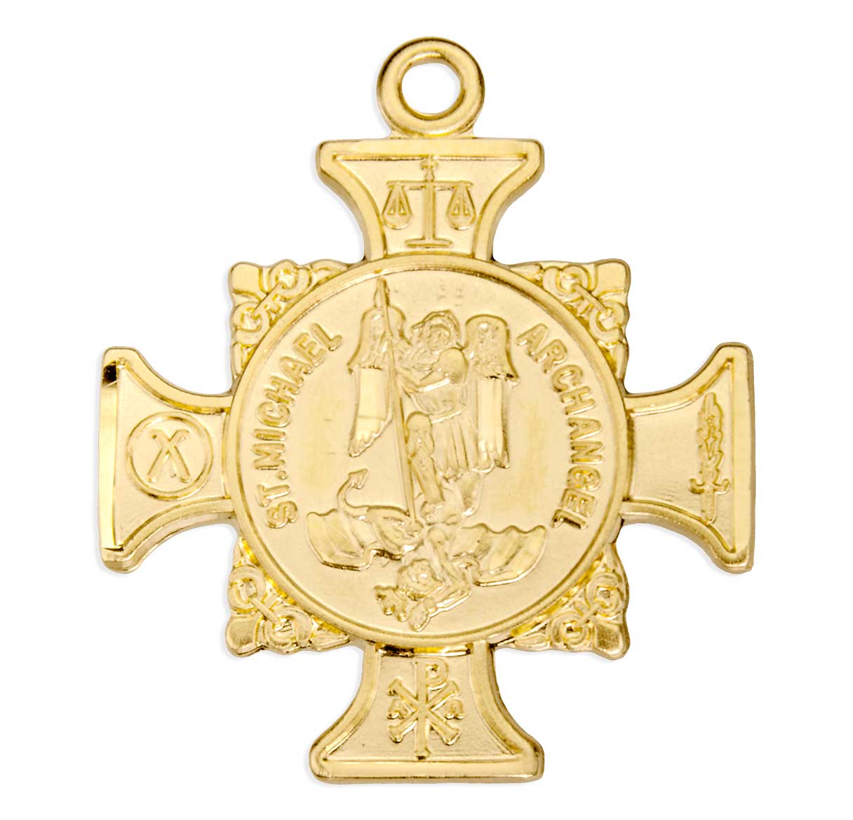 Gold Over Sterling Silver Saint Michael Maltese Cross