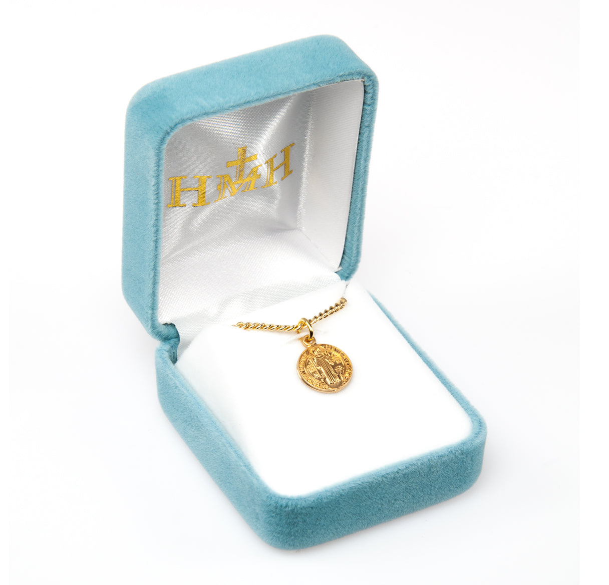 16kt Gold Over Sterling Tiny Rd St Benedict 13" Ch-Bxd