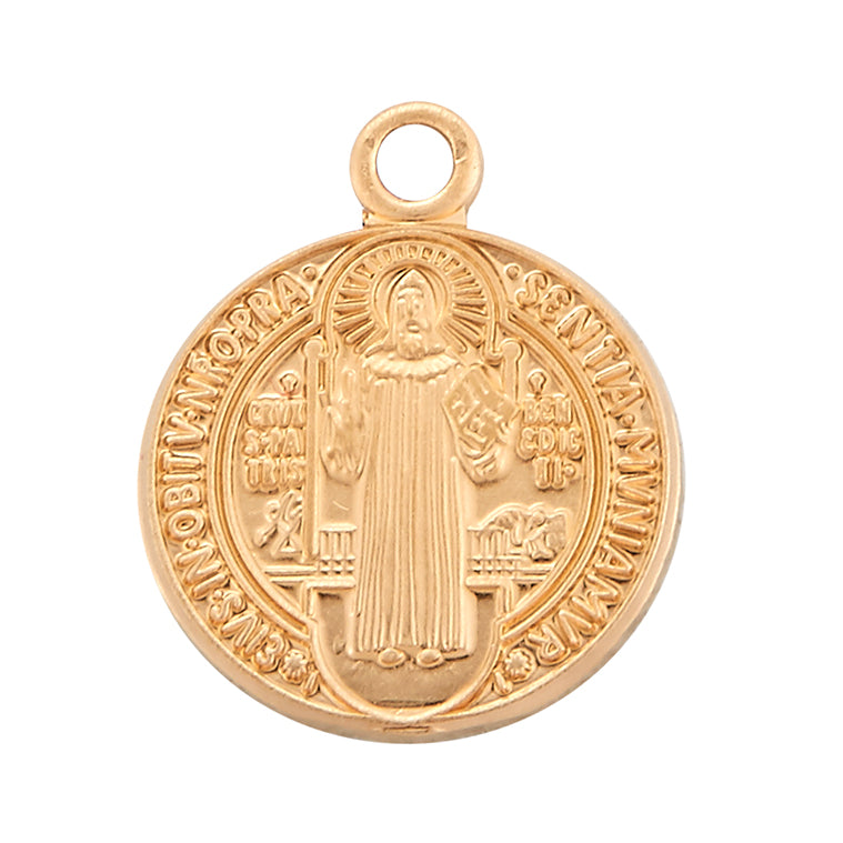 16kt Gold Over Sterling Tiny Rd St Benedict 13" Ch-Bxd