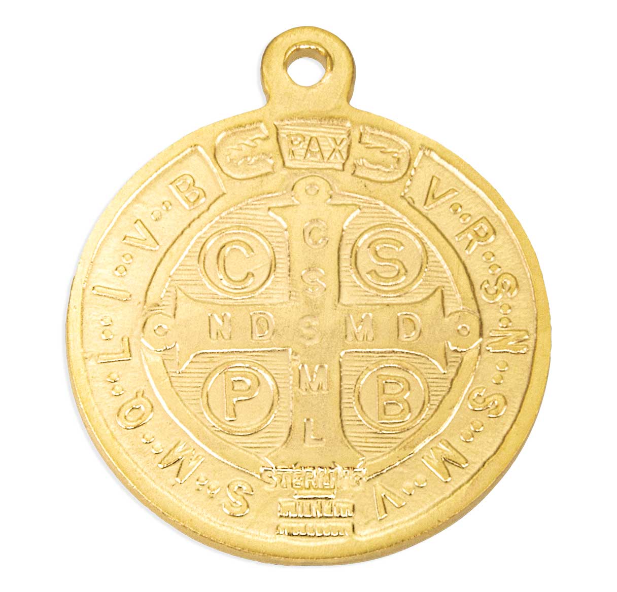16kt Gold Over Sterling Silver Round St Benedict  Jubilee Medal-24"