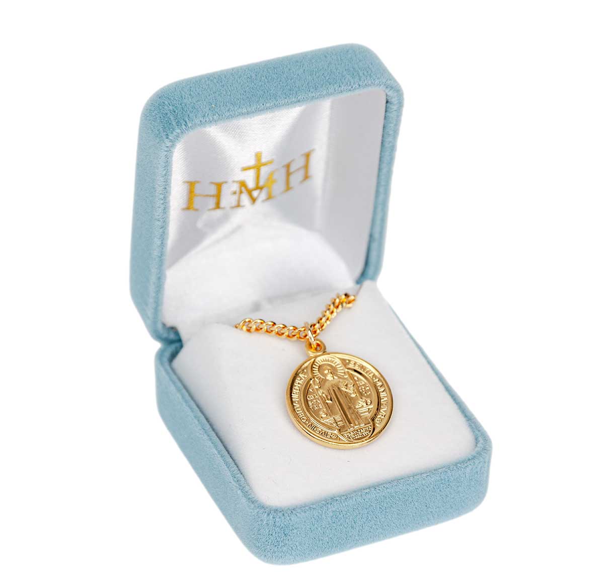 16kt Gold Over Sterling Silver Round St Benedict  Jubilee Medal-24"