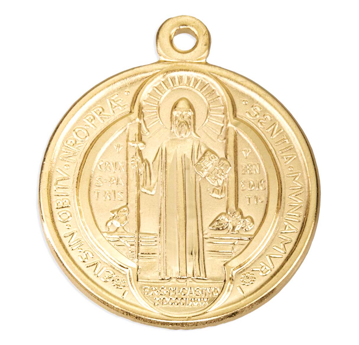 16kt Gold Over Sterling Silver Round St Benedict  Jubilee Medal-24"