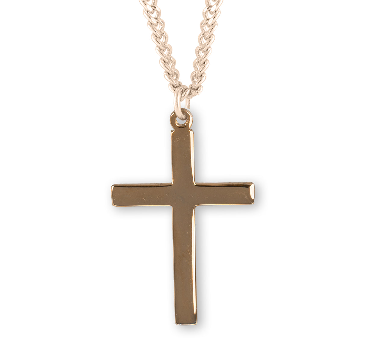 16kt Gold Over Sterling Cross w/Raised Center Design 24" Ch-Bxd