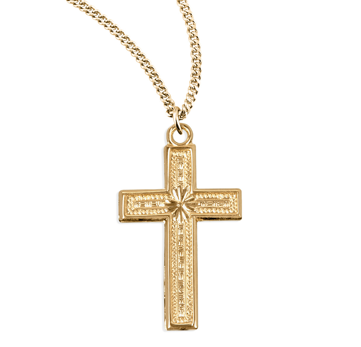 16kt Gold Over Sterling 15/16" x 9/16" Cross on an 18" Ch-Bxd