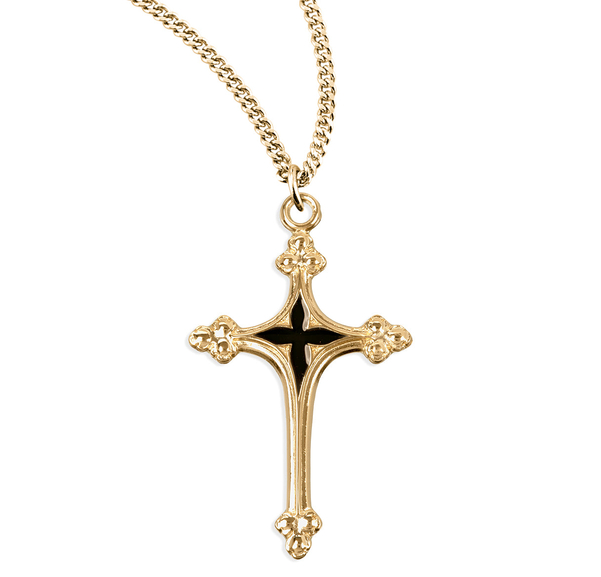 Gold Over Sterling Silver Cross with Blue Epoxy Center