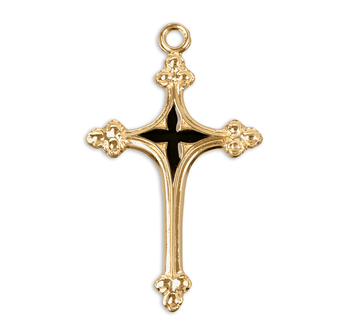 Gold Over Sterling Silver Cross with Blue Epoxy Center