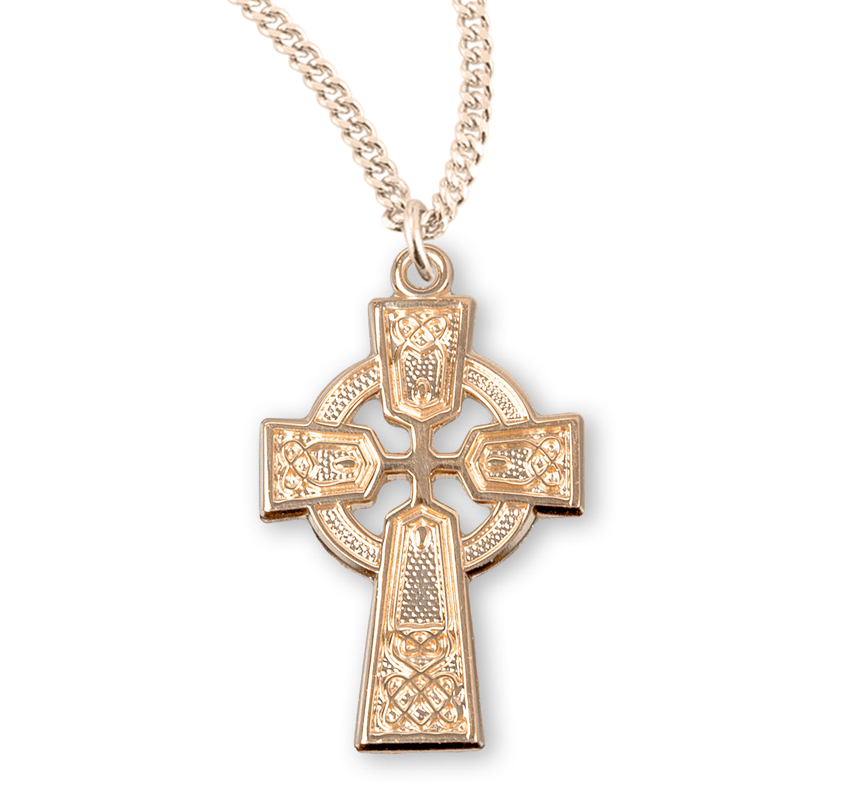 16kt Gold Over Sterling Celtic Cross 24" Ch-Bxd