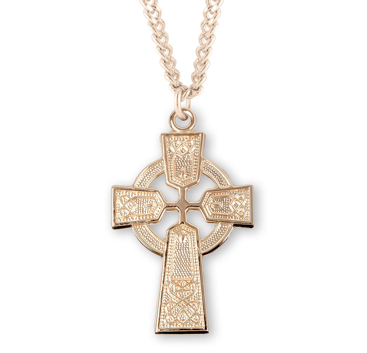 16kt Gold Over Sterling Celtic Cross-18" Ch-Bxd