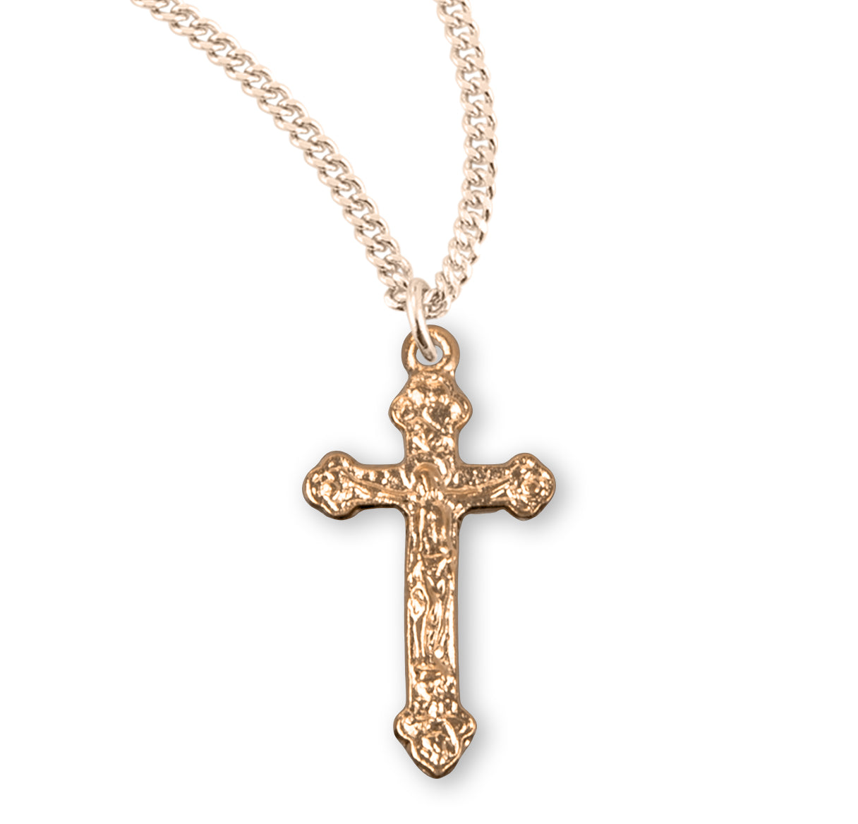 16kt Gold Over Sterling Silver Small Crucifix 16" Ch-Bxd
