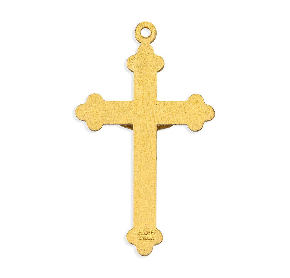 Vine and Leaf Pattern Gold Over Sterling Silver Crucifix