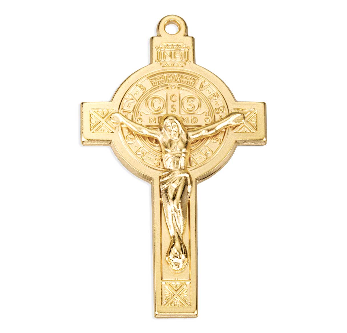 16kt Gold Over Sterling Silver Sm St Benedict Crucifix-18"