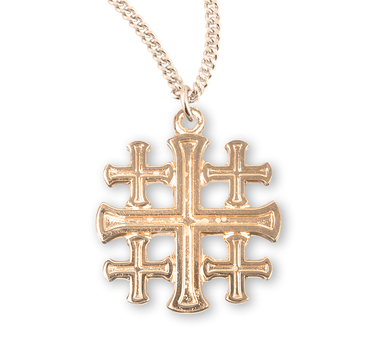 16kt Gold Over Sterling Jerusalem Cross 20" Ch-Bxd