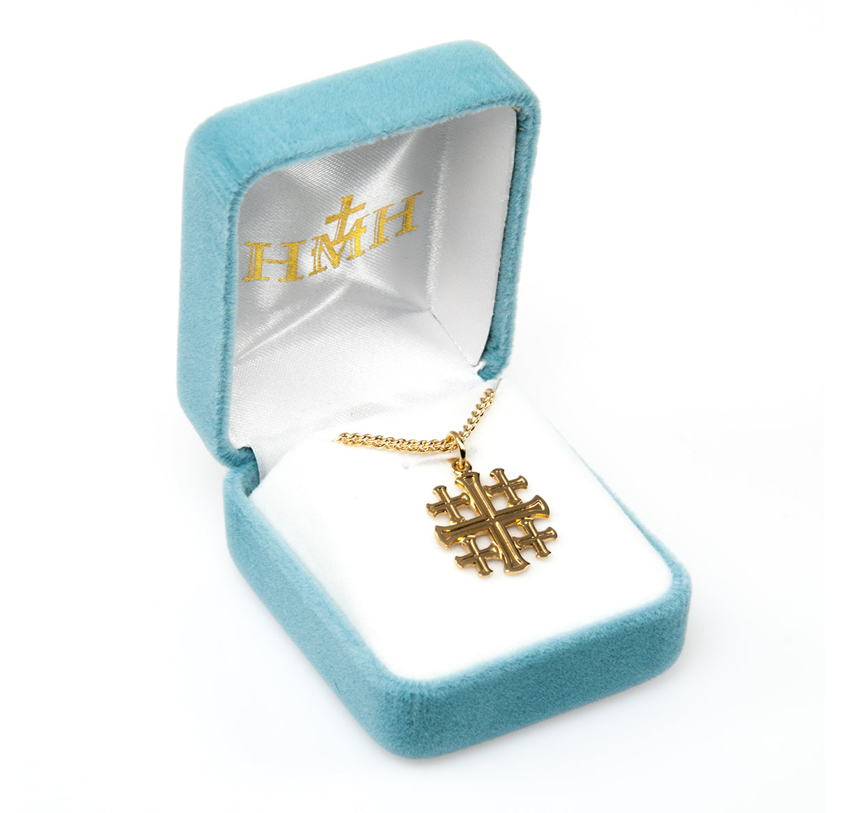 16kt Gold Over Sterling Jerusalem Cross 20" Ch-Bxd