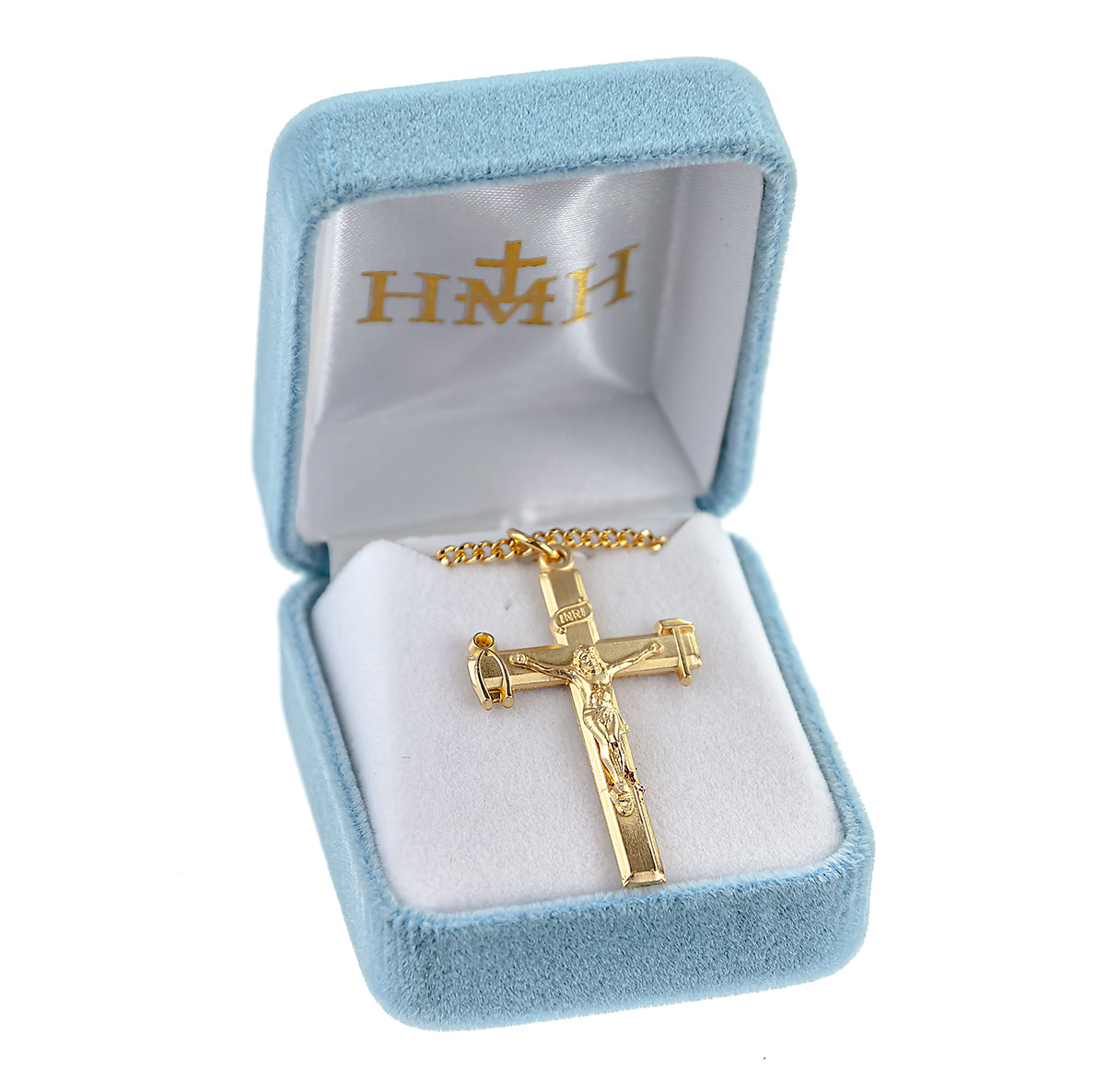 Gold Over Sterling Silver LaSalette1-9/16" Crucifix-18" Ch-Bxd