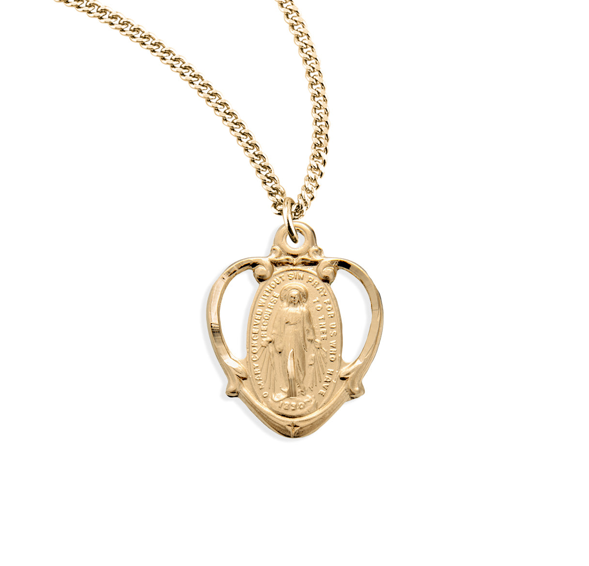 16kt Gold Over Sterling Silver Pierced Heart-Shaped Mirac 20" Ch-Bxd