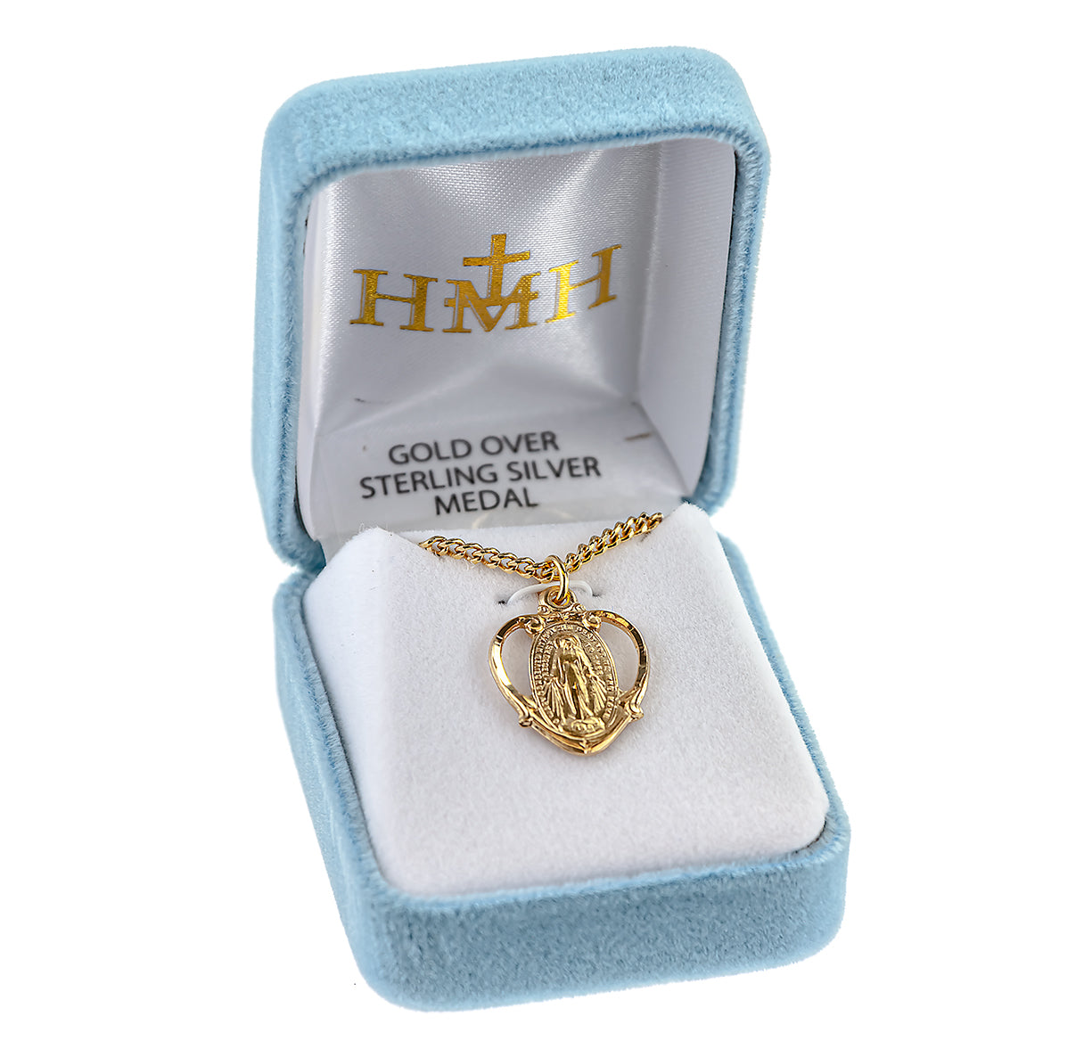 16kt Gold Over Sterling Silver Pierced Heart-Shaped Mirac 20" Ch-Bxd