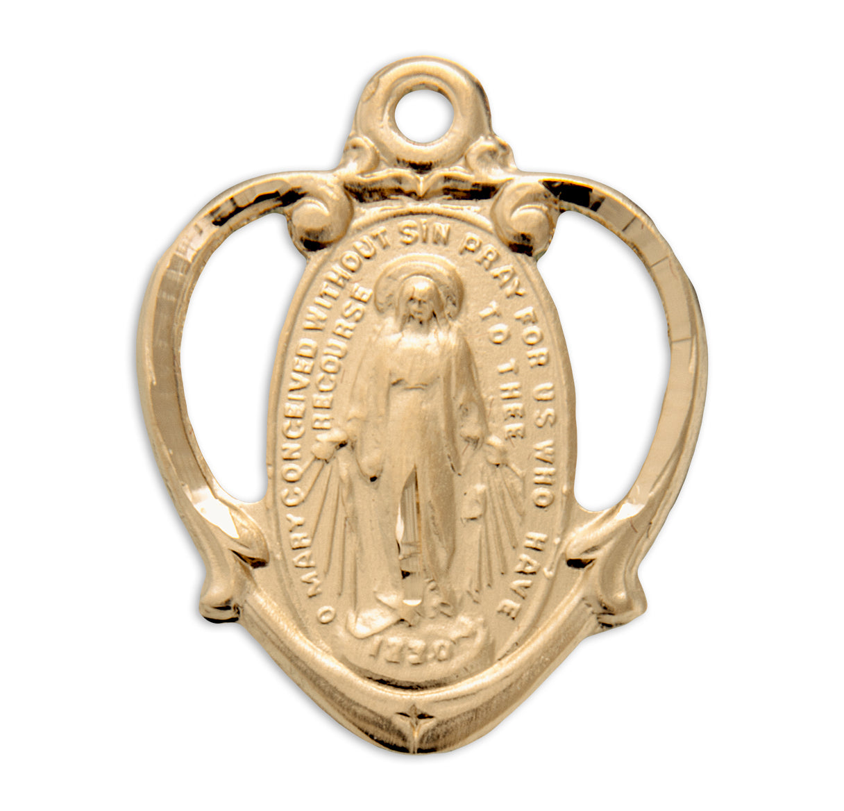 16kt Gold Over Sterling Silver Pierced Heart-Shaped Mirac 20" Ch-Bxd