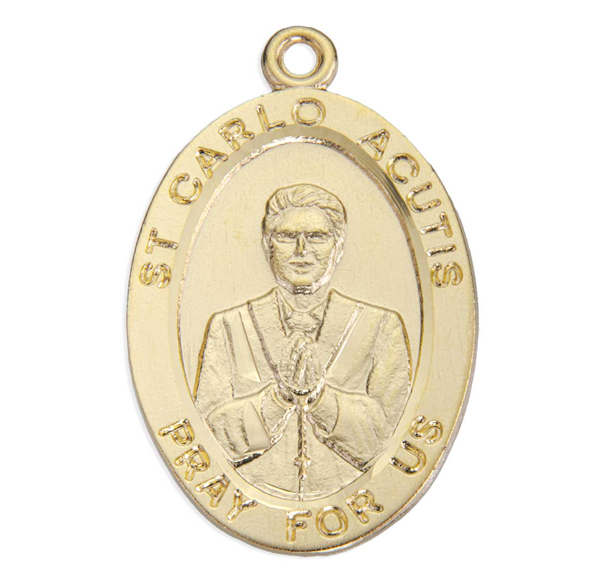 16kt Gold Over Sterling Silver Lg Oval St Carlo Acutis Medal- 24"