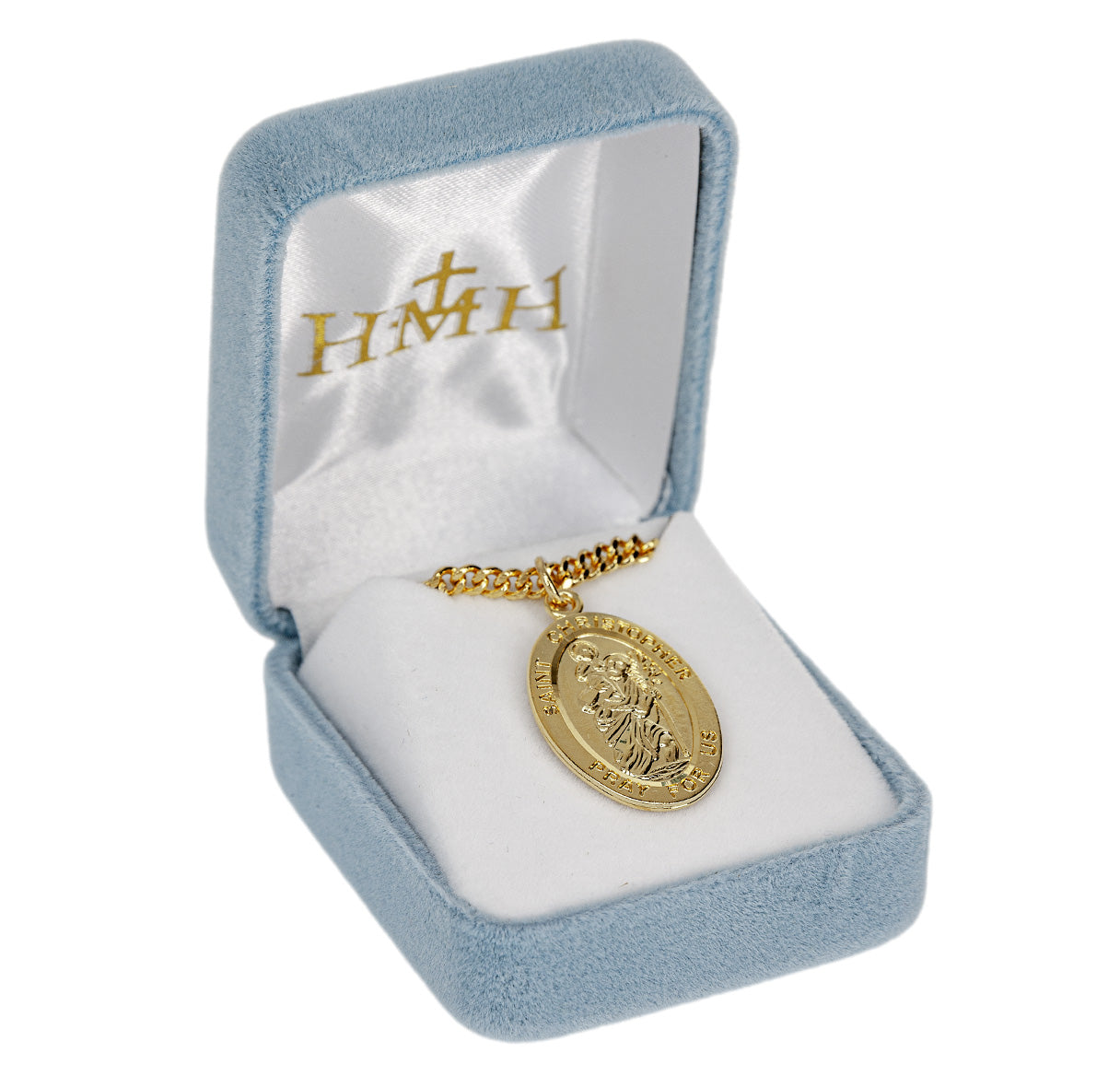 16kt Gold Over Sterling Silver Lg Oval St Christopher 24"
